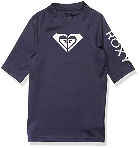 Roxy Girls' Big Whole Hearted Short Sleeve Rashguard, Mood Indigo 2020, 14/X-Large
