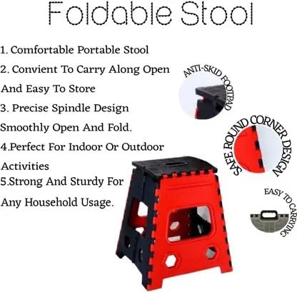 Image of 18 Inch Super Strong Folding Step Stool to Support Adults. Opens Easy with One Flip. Great for Kitchen, 90 kg Capacity, Bathroom, Bedroom, Kids or Adults (Multi, Pack of 1)