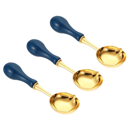 Cuillère pour sceau de cire anti-brûlure avec manche isolant bleu foncé PATIKIL