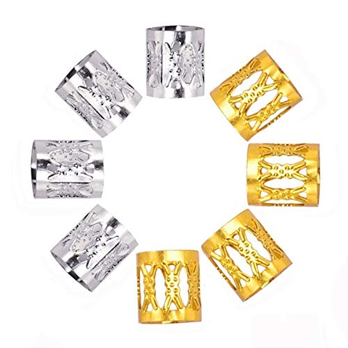 Dsoar 130 Pcs Dreadlocks Hair Cuffs Mixed Gold Sliver Hair Jewelry Metal Plated Beads For Braiding Hair Decoration Dreadlock Accessories With Storage Bottle