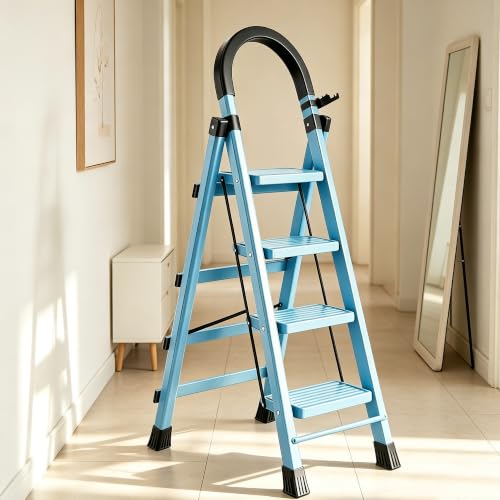 ILILIC Choice Blue Folding 4 Step Ladder with Handrail. (Blue, 4) by ILILIC Choice - Used condition - Image 8