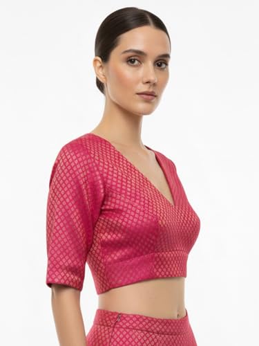 Image of Thevasa Women's Everyday Divine Depth V Neck Half Sleeves Blouse