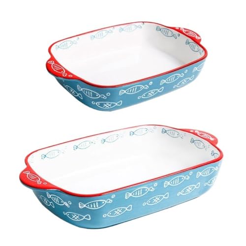 Cazuelas para horno con doble asa que evitan quemaduras juego de cerámica de 2 piezas 2