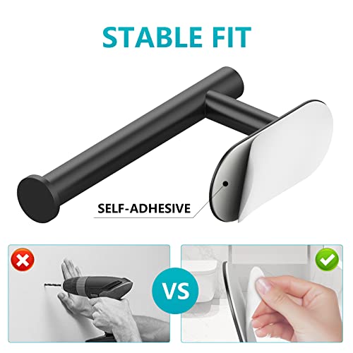 Vmvn Adhesive Toilet Paper Holder Stand,Tissue Holder For Bathroom,Toilet Paper Holders Black,Stainless Steel Toilet Roll Holder, Wall Mount #TOP2