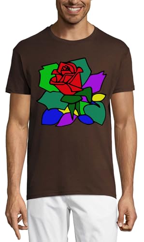 T-shirt crew neck coton chocolat homme look décontracté rose abstract art