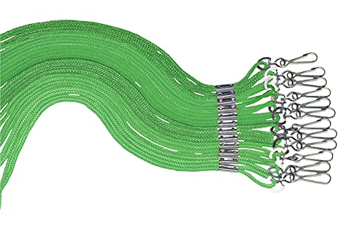 Image of Sportime 004706 Lanyard with Nickel Plated Brass Clip, Braided Nylon, Green (Pack of 12)