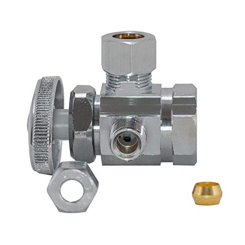 Eastman 04320Lf Multi-Turn Dual Outlet 3-Way Shut-Off Valve, 1/2 Inch Fip X 3/8 Inch Comp X 1/4 Inch Comp, Chrome #TOP1