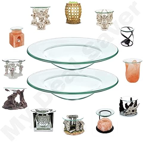 Mydealsaver Set Of 2 Oil Burner Replacement Glass Dish For Electric Oil Burner Wax Melt Burner Warmer Fragrance Lamp Oil Burner Tart Warmer Melt Oil Burner Aromatherapy Cover