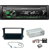 Die Einparkhilfe (PDC) und Klimaautomatik werden nicht auf dem Display des Radios angezeigt, der Warnton der Einparkhilfe (PDC) funktioniert jedoch weiterhin. Das Display im Tacho funktioniert weiterhin, es werden dort jedoch keine Informationen vom Radio wie z. B. Radiosender, Musiktitel etc. angezeigt. Eine evtl. vorhandene Lenkradfernbedienung wird nicht unterstützt. In unseren anderen Angeboten finden Sie dieses Set auch inkl. dem Lenkradfernbedienungsadapter.