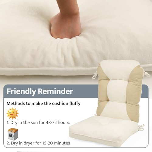Image of mudilun Rocking Chair Cushion Non-Slip Indoor Adirondack Chair Cushions with Ties Tufted Adirondack Chair Pads for Bedroom Living Room Porch Rocker (Indoor-Khaki-White)