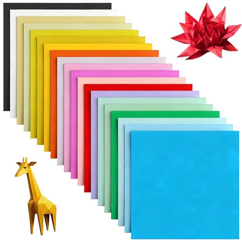 Bitone Coloured Origami Paper 200 Sheets 15x15 cm/6 Double Sided 20 Coloured Square Folding Paper for DIY Arts Crafts Projects Kids Adults