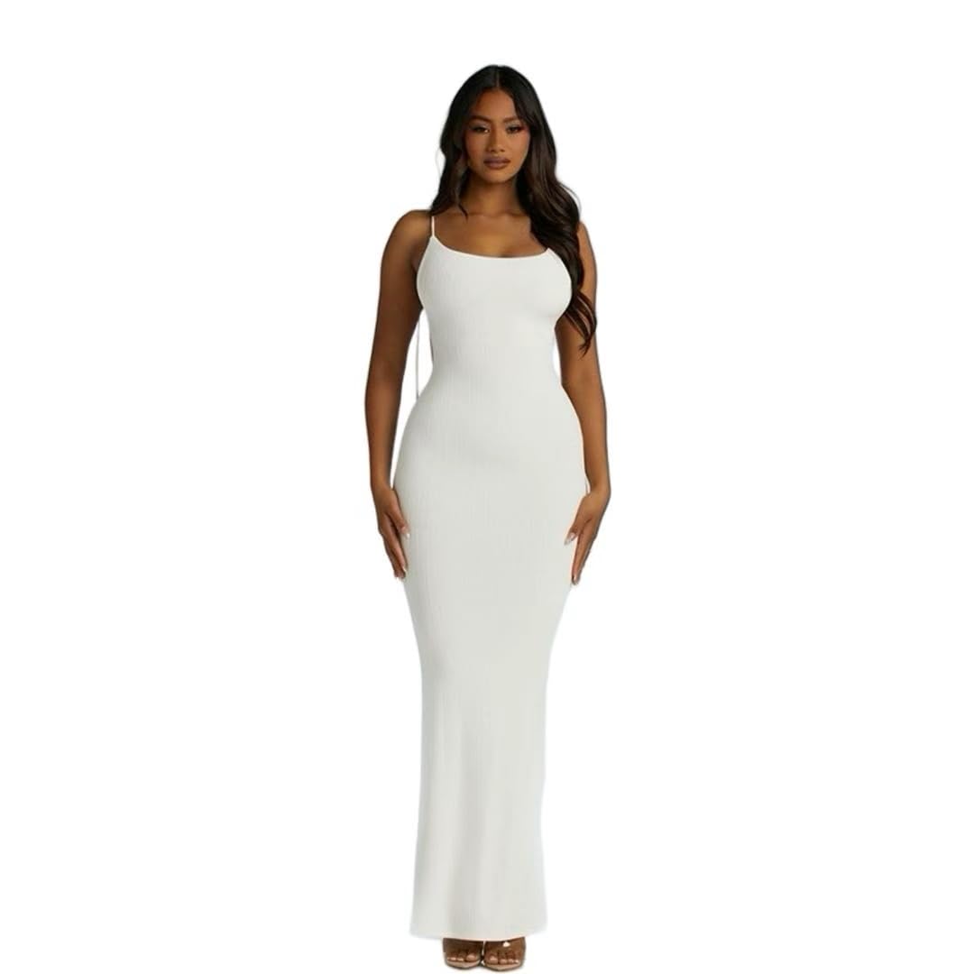 Vestito Donna Elegante Senza Maniche Aderente Abito Lungo Sexy Senza Spalline Tubino Bodycon Maxi Vestito Elasticizzato Abiti da Cocktail per Cerimonie Festa Discoteca Party Club Casual