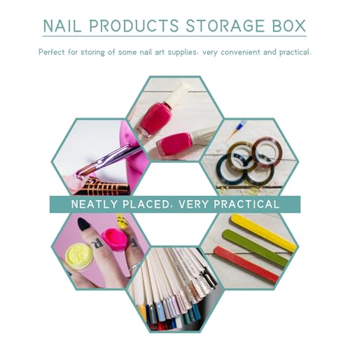 Boîte de rangement pour nail art en PP bleu de manucure