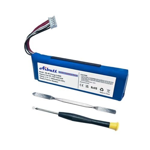 Aibatt 6000mAh Ersatzakku für JBL Charge 2 Plus，Charge 2+ Version 1 Lautsprecher, Ersatz für JBL Akku GSP1029102, MLP912995-2P Batterie.(3.7V/Li-Polymer)