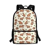 CLOHOMIN Mochila infantil para escola para meninas e meninos, bolsa de livros para crianças com bolsos laterais de malha, Capivara