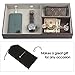 JACKCUBE DESIGN Nightstand Organizer for Men, Leather Valet Tray Key Wallet Phone Watch Glass Holder with 2 Charging Holes (Dark Brown, 14.2 x 7.7 x 2 inches) - MK234A