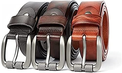 Cowhide Genuine Leather Belts for Men Male Pin Buckle Jeans Waist Belt Mens Black Brown Waistband2