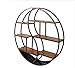 Relaxbx Scaffali Decorazioni per la casa Rotonda Appeso a Parete Scaffale in Ferro battuto Soggiorno Creativo Ripiano in Legno massello Decorazione divisoria