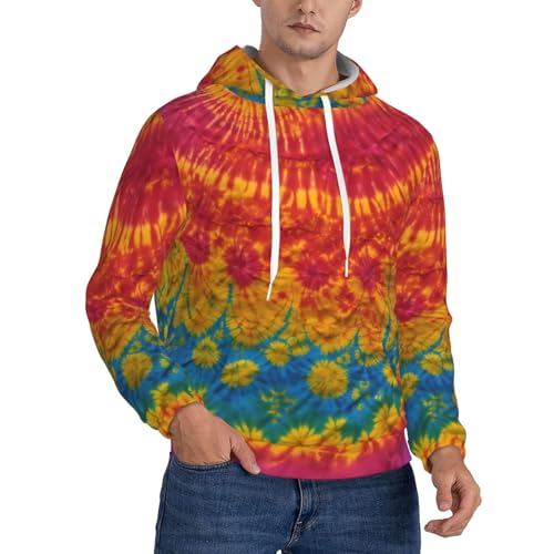 Sweat à capuche tie dye hippies unisexe avec poche ventrale