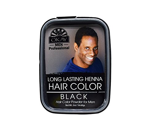 Okay | Men's Professional | Henna Longer Lasting Hair Color| Black | For All Hair Types & Textures | Rich, Vibrant Color | Hair Color Powder For Men | 2 oz (Okay-MENHHBLK2)