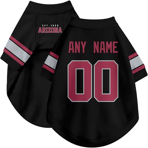 Image of Arizona Dog Clothes Jersey Style Personalized Pet T Shirt with Custom Name Number for Small Medium Large Dogs