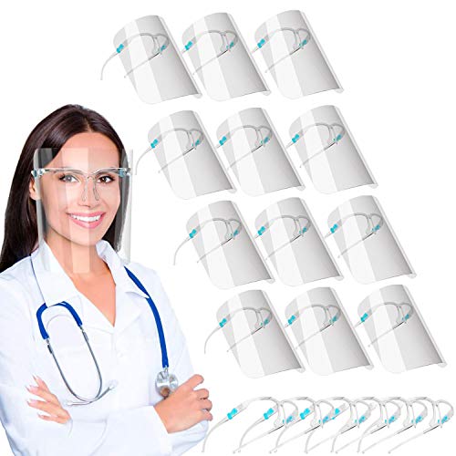 salipt Transparent Protective Visor Suitable for Adults and Children, Face Shield Face Protection Can Be Cleaned, Interchangeable and Reusable (with 12 Visors + 6 Glasses Frames) (a)