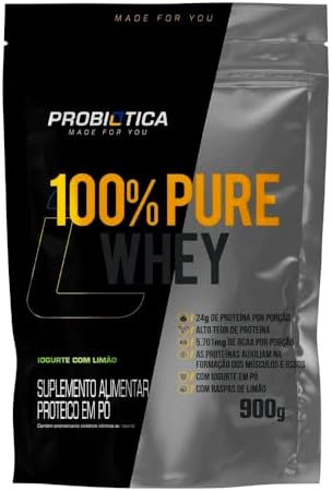 100% Pure Whey Refil 900g - Probiótica - Gourmet Sabor Iogurte Co...