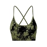 L9 OVESPORT Women's Sports Bras Tie-dye Seamless Workout Criss Cross Gym Yoga Strappy Crop Bra Military Green