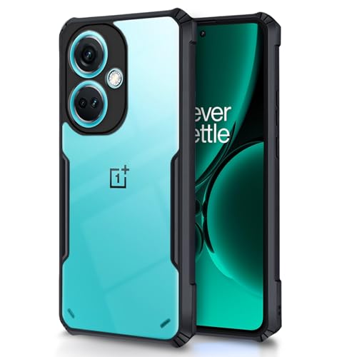 Image of Pikkme Back Cover for OnePlus Nord Ce 3 5G | Ultra Hybrid Shockproof Case | Full Camera Protection | Raised Edges | Clear Transparent Bumper Case (Black)