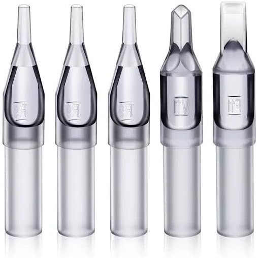 5RT Disposable Tattoo Tips – Shield Plus Round Tattoo Nozzles – Hygienic, Single-Use Plastic for Liner Needles