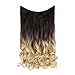REECHO 20" 1-pack 3/4 Ombre Full Head Curly Wave Clips in on Synthetic Hair Extensions Hair pieces for Women 5 Clips 4.6 Oz Per Piece - Ombre Dark Brown to Dirty Blonde