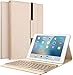 Produktbild KVAGO iPad 9.7 Tastatur Hülle, iPad 9.7 Case mit 7 Farbe Hintergrundbeleuchtung Ultra-dünn QWERTZ Bluetooth Tastatur und Auto Schlaf/Aufwach Funktion für Apple iPad 9.7 Zoll 2017/2018 - Gold