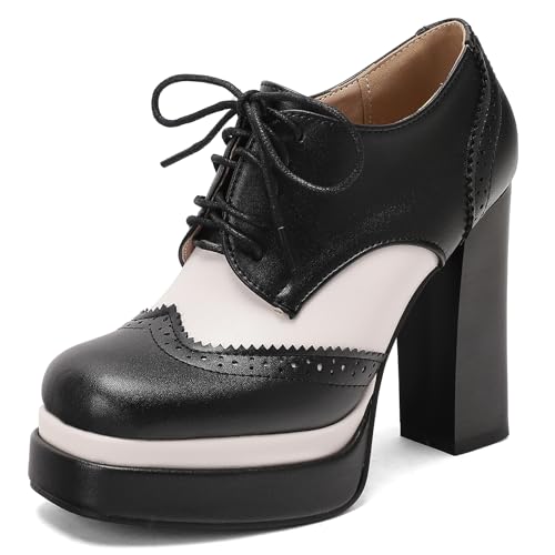 Oxfords femme plateforme à lacets Asterisco 260109 souliers habillés bout carré taille 35-41