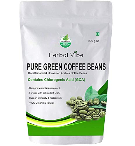 Radhe Herbal Vibe Pure Green Coffee Beans for Weight Loss Management Arabica Green Coffee Beans Organic Unroasted Green Coffee Beans 200GMS