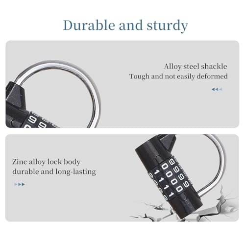 Image of Gym Locker Lock 4 Digit Combination Lock for Locker for School Gym Lock for Sports, Toolbox, Case, Hasp Storage(20) (Shackle Black)