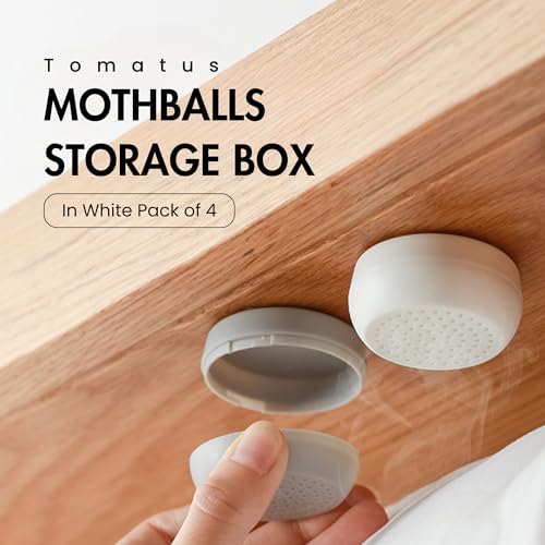Image of Camphor Balls Storage Box for Clothes, Wardrobe | Naphthalene Balls Holder | Moth Balls Holder for Closet, Drawer, Car, Bedroom | Refillable Aroma Box - Pack of 4 (White)