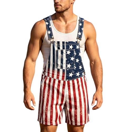 Mono corto estampado independencia hombre peto informal verano holgado