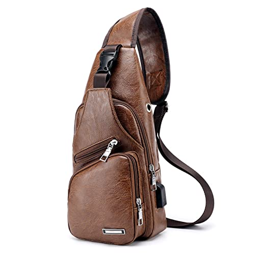 QICHUANG Bolsa tiracolo masculina de couro PU desequilibrado, bolsa tiracolo casual presente para ho