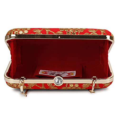Image of LONGING TO BUY Hand Crafted Designer Box Clutch - Zari Embroidery For Women