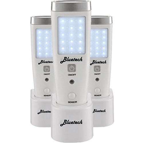BLUETECH Avalon LED Flashlight Night Light for Emergency Preparedness, Portable Unit with Motion Detection,Power Failure Light, ETL Approved Blackout Light- 3 Pack, White