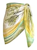JRMLPL Women Short Sarong Beach Cover up Skirt Chiffon Swimsuit Sarongs Wrap (21 Floral Green)