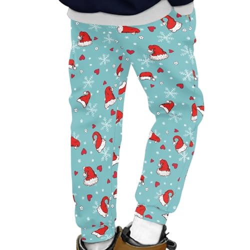 AmzPrint Candy Cane Holly Print Christmas Sweatpants Green Xmas Drawstring Casual Boys Sweatpants Size 62