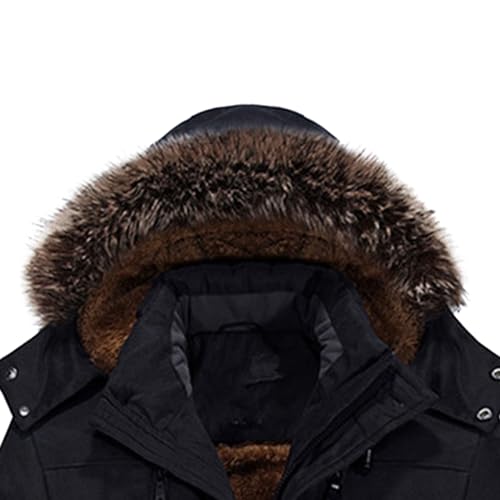 Men's Big and Tall Fur Hood Jacket Fleece Thicken Windproof Down Coat Warm Military Parka Hooded Jackets2