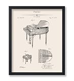 Monem Art Piano Blueprint Print - Patent Poster - Classical Music Art - Technical Drawing Wall Design - Instrument Art - Great Living Room or Music Room Decor - 11x14 UNFRAMED Wall Art -  Monem Art Studio