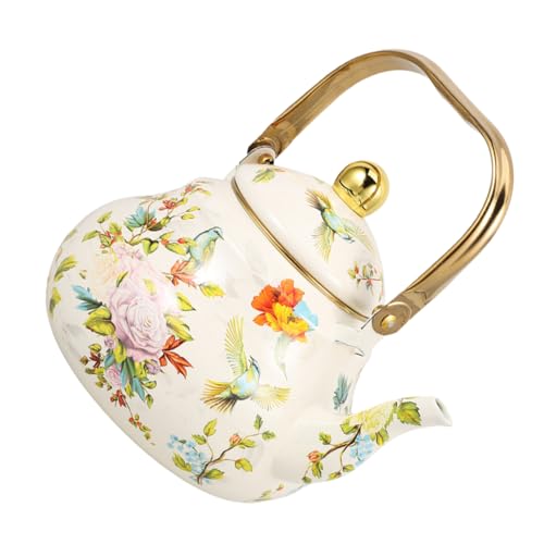 Bestyash Retro Emaille Teekessel Blumenmuster