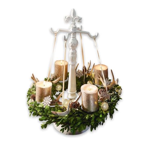 Loberon Kranzständer Antwan, Adventskranzständer, Antik-Finish, Advent, Weihnachtsdekoration, Weihnachten, Gusseisen, antikweiß