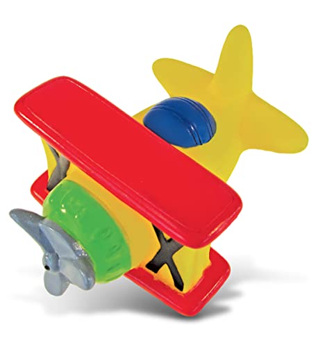 DolliBu Bi Plane Bath Buddy Squirter - Floating Bi-Plane Rubber Bath Toy, Fun Water Squirting Bathtime Play for Toddlers, Cute Airplane Transport Toy for The Bathtub