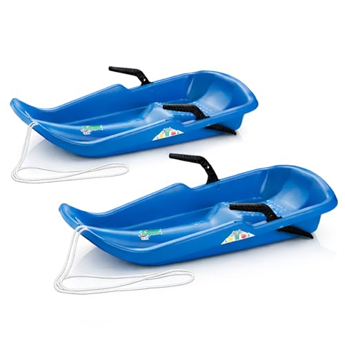 Schlitten Twister 2er Set Kinderbob Blau Mit Bremsen Schneerutscher Winter