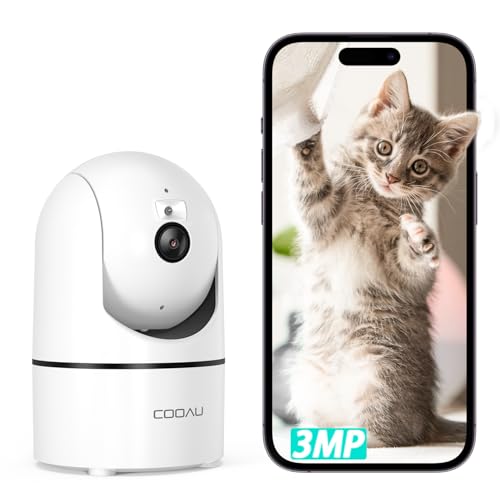 【300万画素・QRコードWIFI接続】COOAU 見守りカメラ ペットカメラ 人体検知 暗視機能 360°PTZ機能 H.265 双方向通話 WiFi強化 防犯カメラ Alexa対応 監視カメラペット用 接続簡単 24h常時録画 自動追尾 動体検知 警報通知 家族共有 複数カメラ同時接続 SDカード対応 ペット/ベビーモニター ネットワークカメラ 室内暗視カメラ 留守番 子供/犬/猫/老人