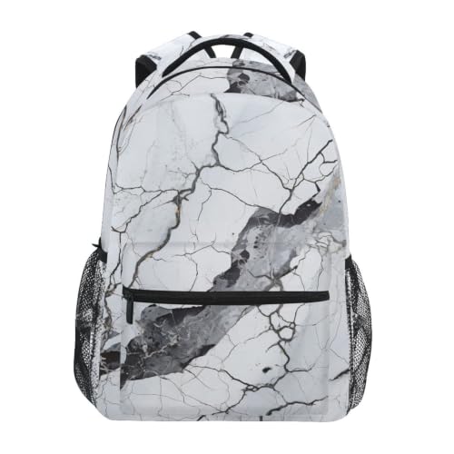Sac à dos artistique marbre blanc pour soulager le dos des étudiants avec style